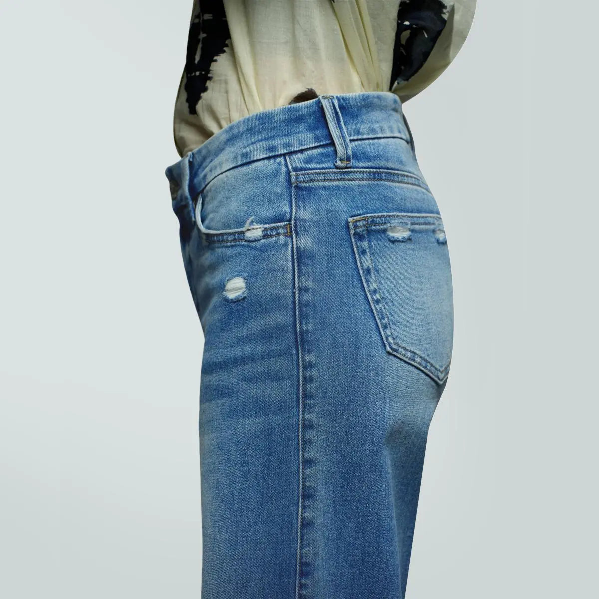 ONESO BBL Jeans for Women Wide Leg Stretchy Denim Pants Distressed Raw Hem Baggy Fit Mid Low Waist Y2K
