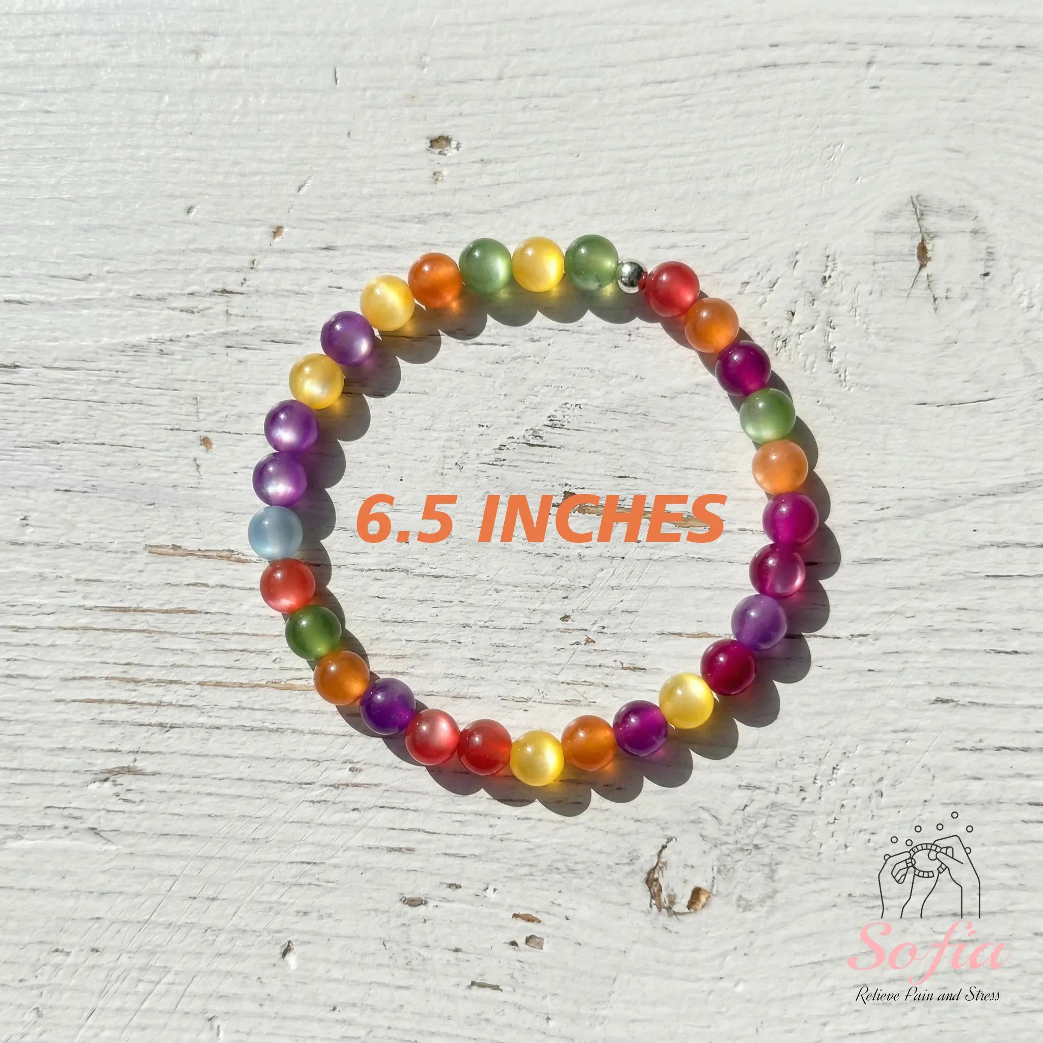 Sofia Dopamine Necklace - Rainbow Beaded Choker - UV Reactive Necklace Waterproof - Summer Jewelry Stainless Steel, Stackable