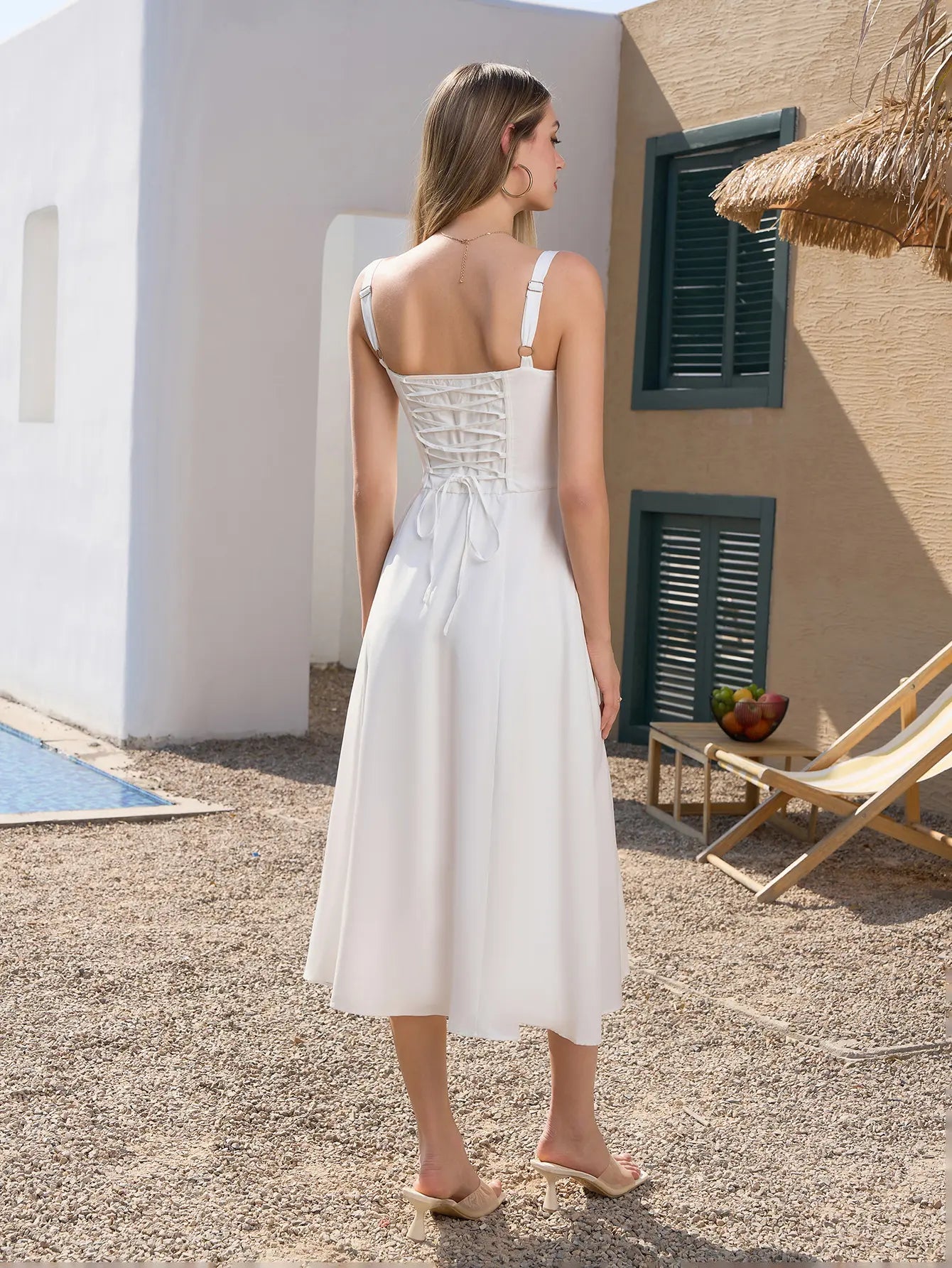 Backless Tie Front Boned Split Print Bodycon Dress, Dresses for Summer Vacations and Casual Outings