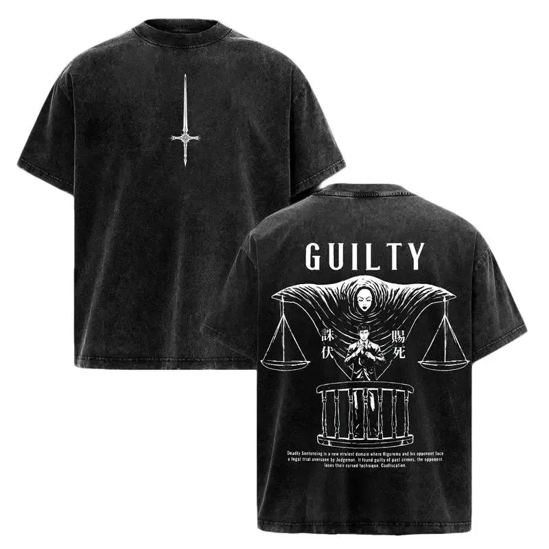 Hiromi Higuruma T-Shirt – Vintage Washed Jujutsu Kaisen Deadly Sentencing Anime Graphic Tee, Judgeman Domain Expansion Manga Print, Oversized Soft Cotton Streetwear, Unisex Casual Apparel, Gift for JJK Fans