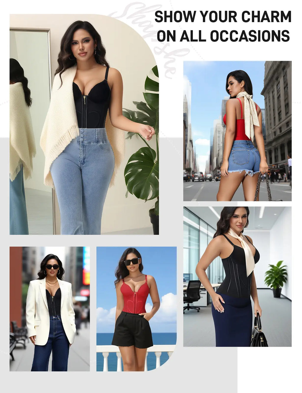 SHAPSHE Waist Trainer for Women Corset Shapewear Tummy Control Workout Cincher Vest Body Shaper Going Out Tops with Bra