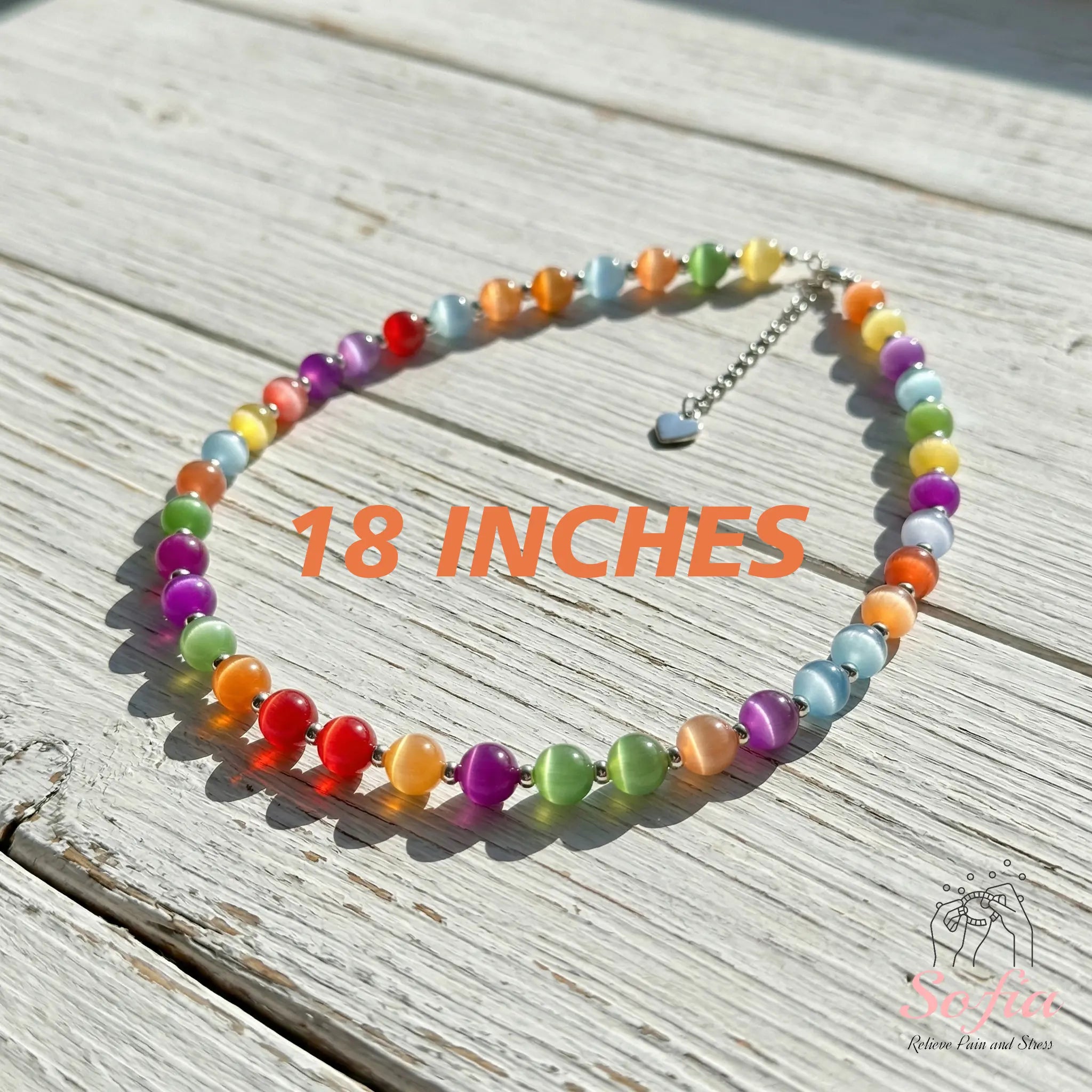 Sofia Dopamine Necklace - Rainbow Beaded Choker - UV Reactive Necklace Waterproof - Summer Jewelry Stainless Steel, Stackable