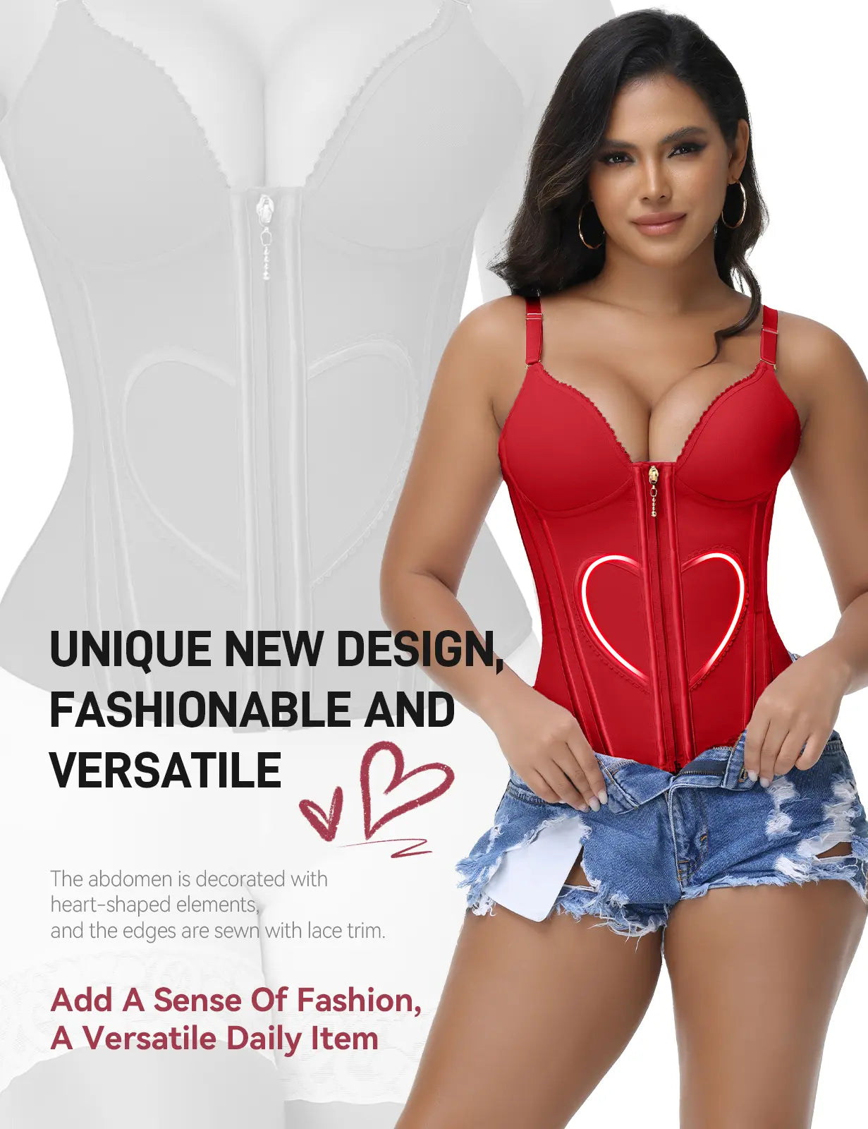 SHAPSHE Waist Trainer for Women Corset Shapewear Tummy Control Workout Cincher Vest Body Shaper Going Out Tops with Bra