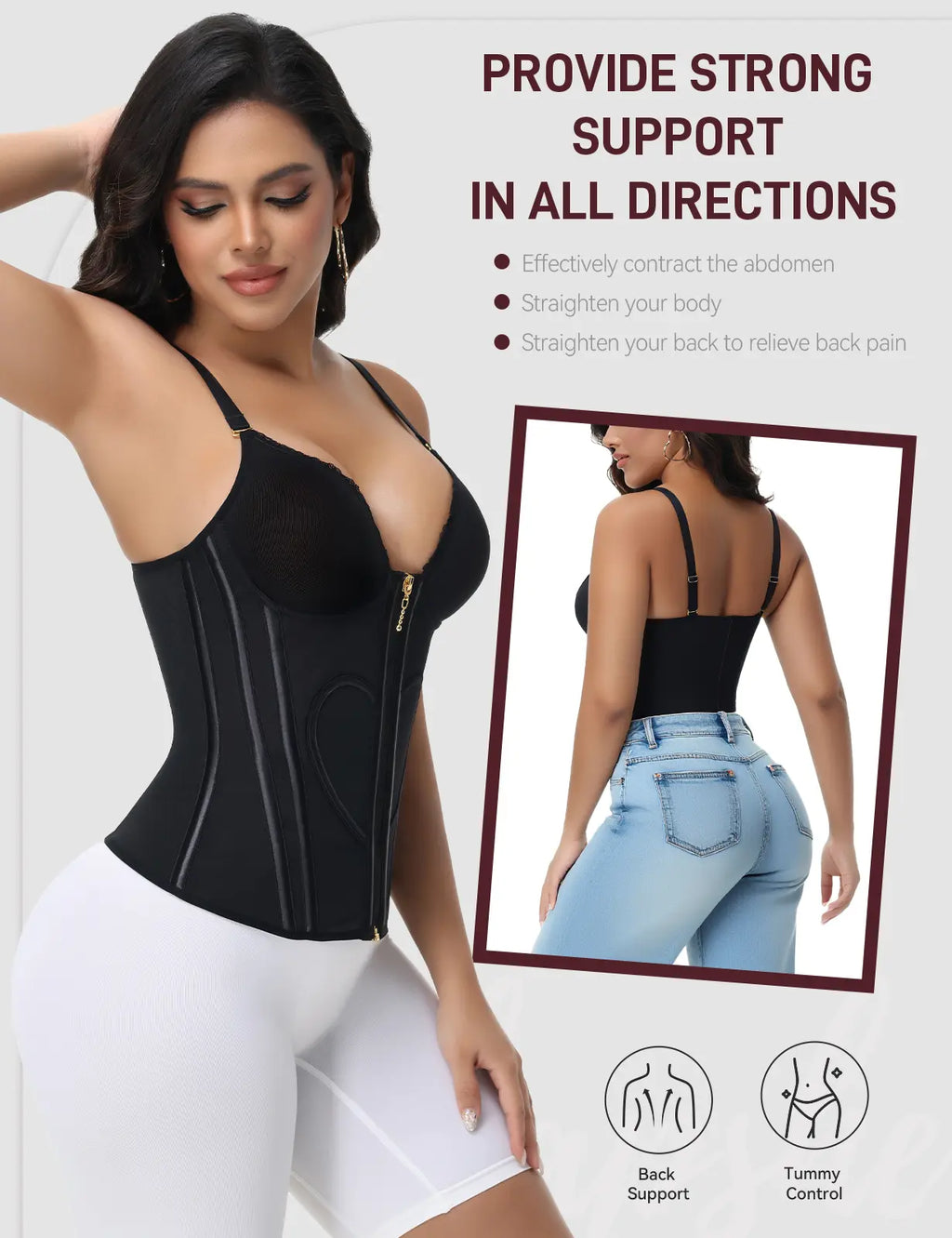SHAPSHE Waist Trainer for Women Corset Shapewear Tummy Control Workout Cincher Vest Body Shaper Going Out Tops with Bra