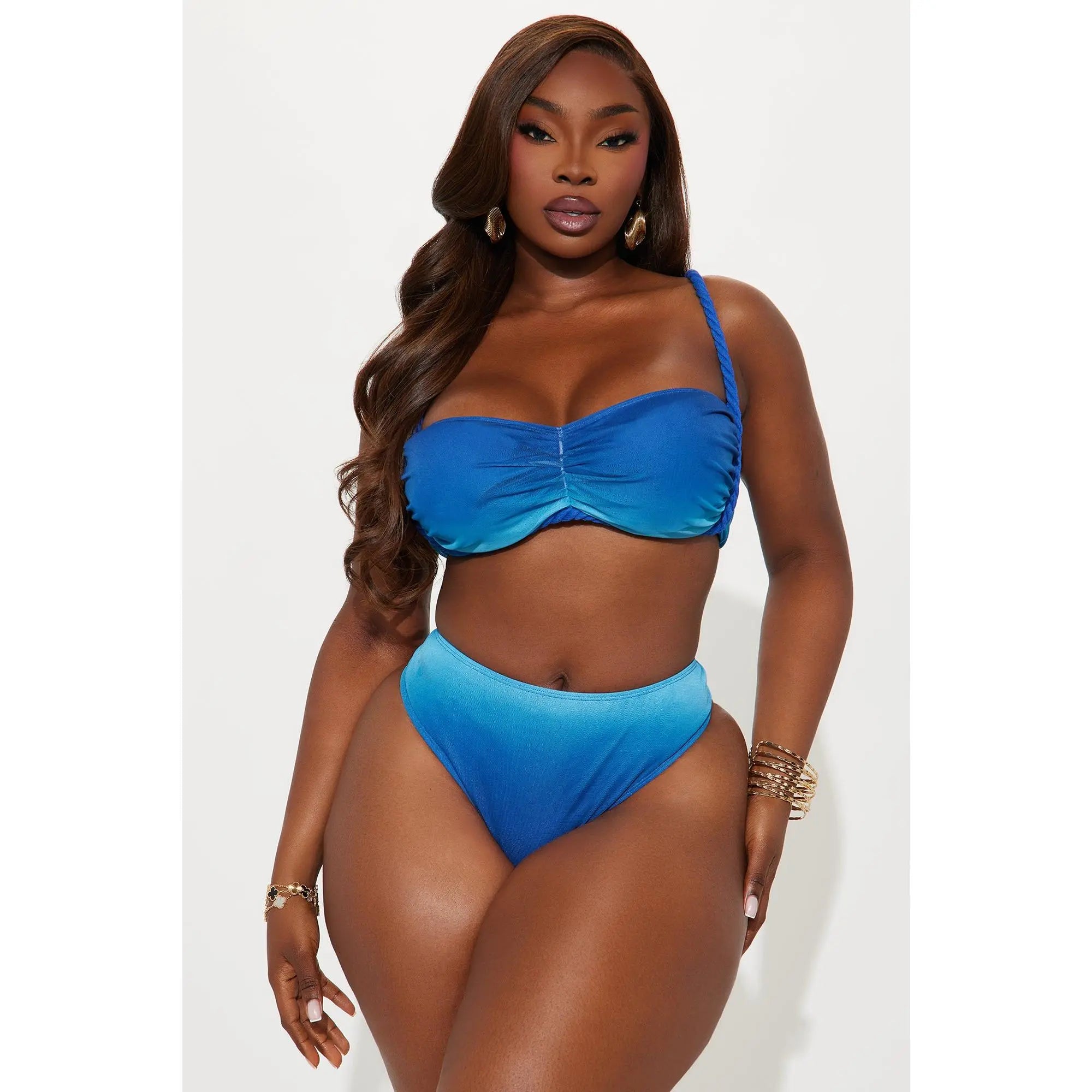 Celeste Rope 3 Piece Bikini Mesh Maxi Sarong Set - Blue/Combo