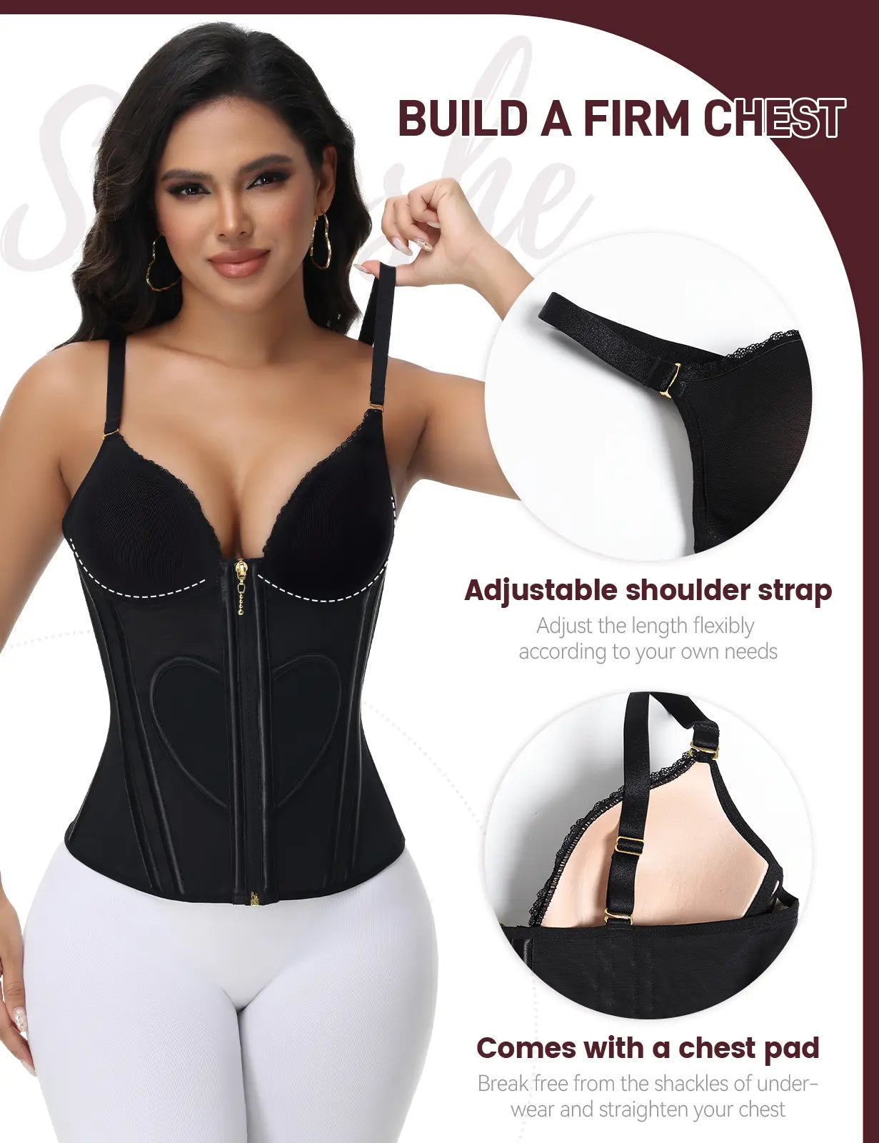 SHAPSHE Waist Trainer for Women Corset Shapewear Tummy Control Workout Cincher Vest Body Shaper Going Out Tops with Bra