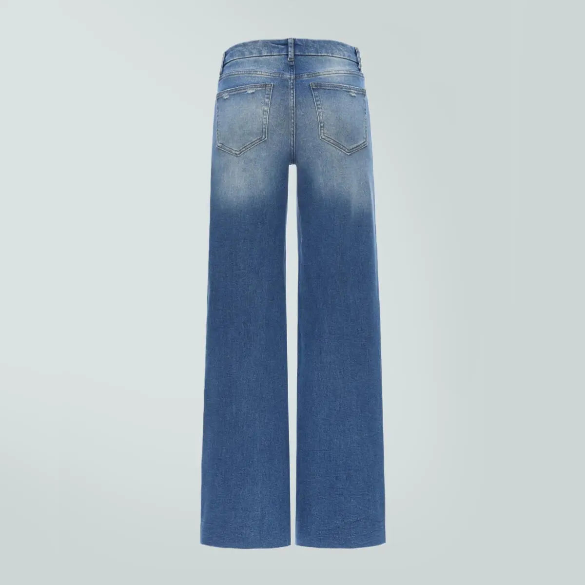 ONESO BBL Jeans for Women Wide Leg Stretchy Denim Pants Distressed Raw Hem Baggy Fit Mid Low Waist Y2K