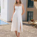 Backless Tie Front Boned Split Print Bodycon Dress, Dresses for Summer Vacations and Casual Outings